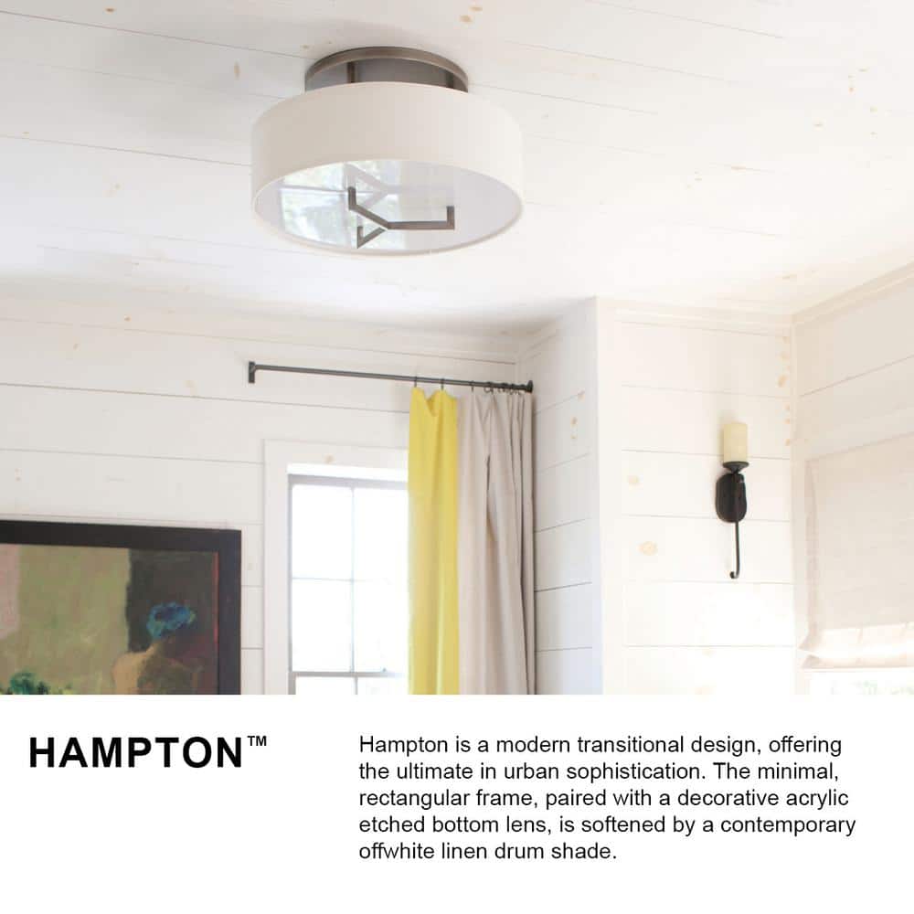 Hampton 3-Light Transitional Semi-Flush Mount in Brushed Bronze