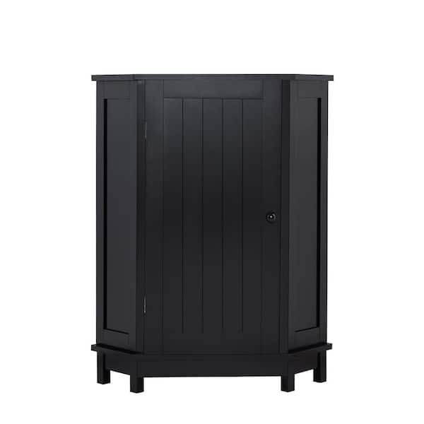 PARASOLAR 18 in. W x 18 in. D x 31 in. H Black Freestanding Linen Cabinet with Adjustable Shelf