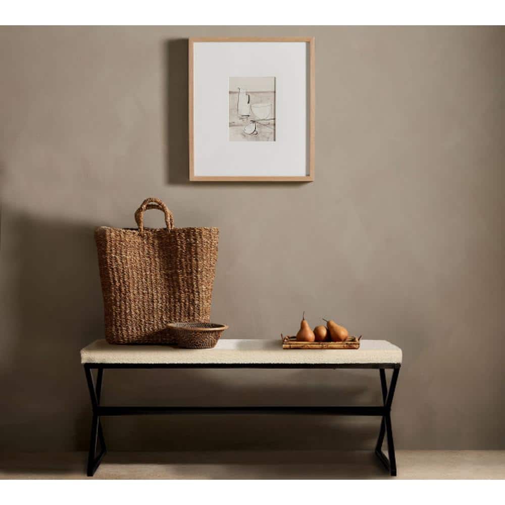 Harper Cream Boucle Upholstered Metal Bench