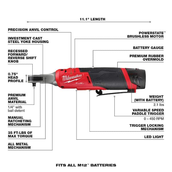 Milwaukee M12 FUEL 12V Lithium-Ion Brushless Cordless High Speed 1