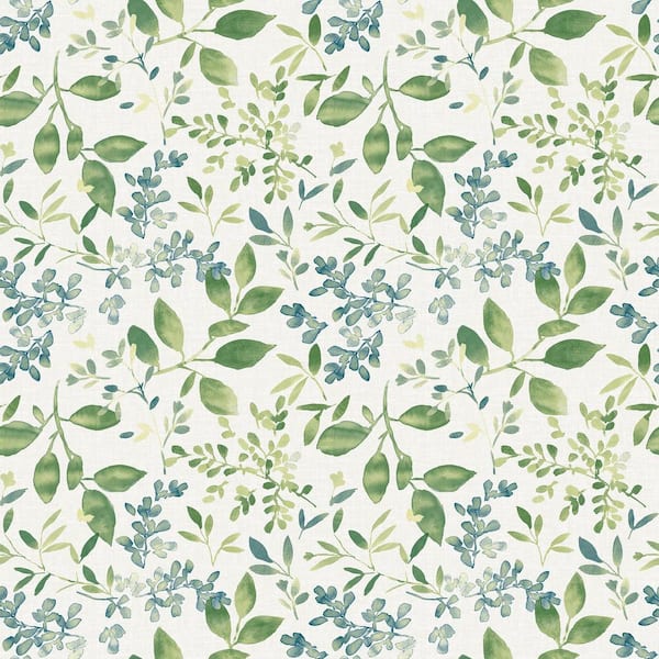 Chesapeake Tinker Green Woodland Botanical Wallpaper Sample