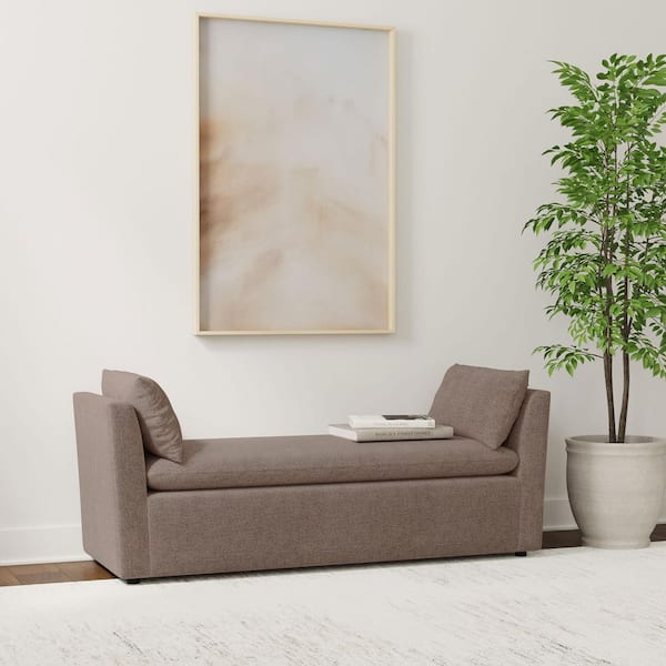 Coaster Robin Brown 64.25 in. Modern Upholstered Bedroom Bench with Armrests