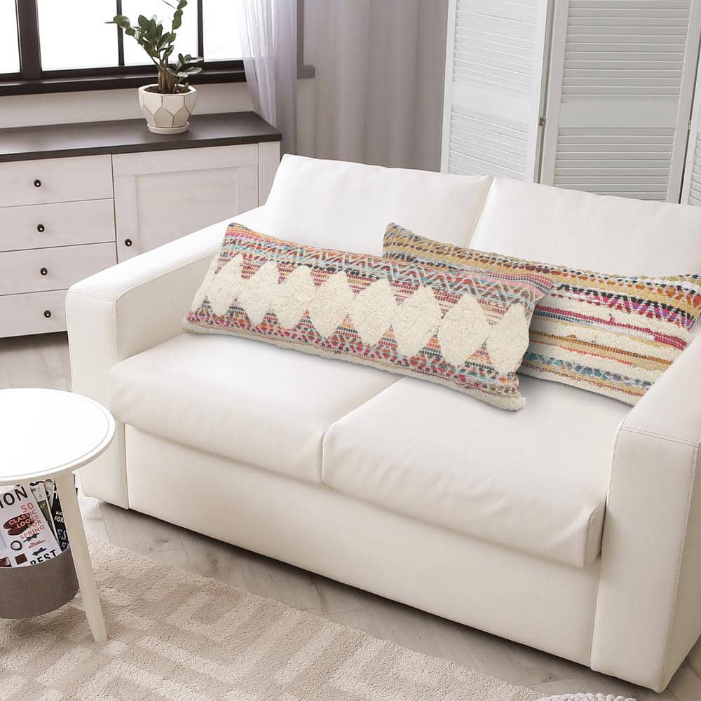 Ox Bay Cailee Diamond Chevron Throw Pillow, 14" x 36" Reactangle, Multi-color & White, Count per Pack 1