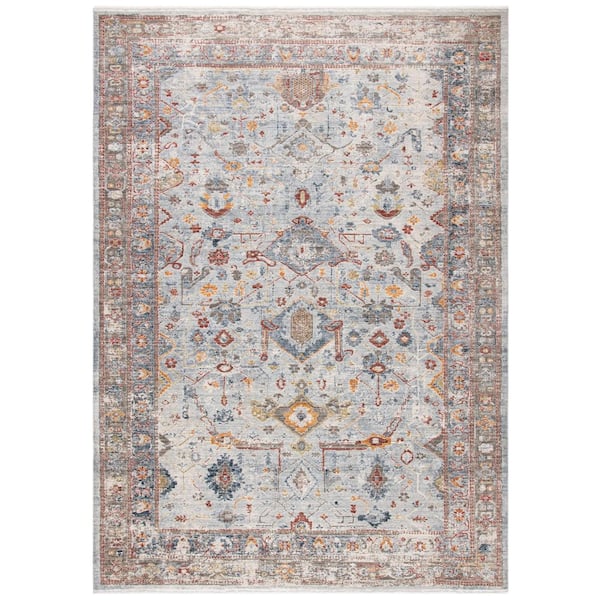 SAFAVIEH History 5 ft. x 8 ft. Light Gray/Rust Distressed Oriental Area Rug