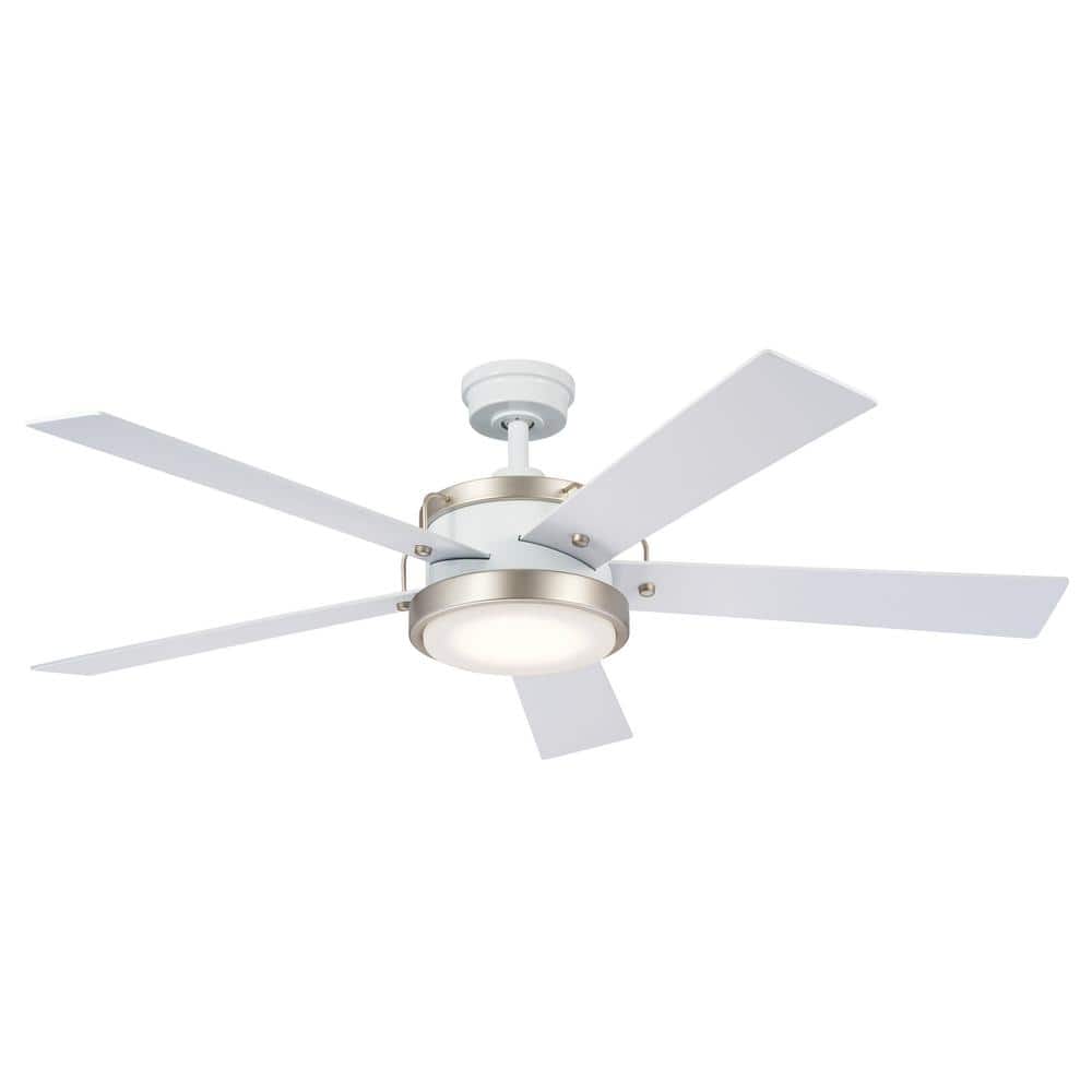 Salvo 56 in. Indoor White Downrod Mount Ceiling Fan with Integrated LED wit