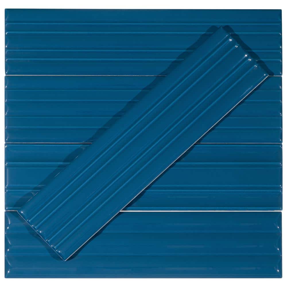 Galor-Nayim 3" x 12" Glossy Blue Ceramic Wall Tile
