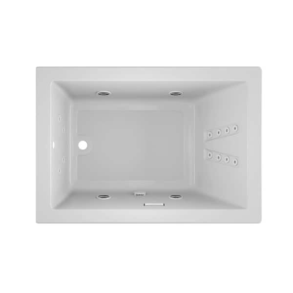 JACUZZI SOLNA 60 in. x 42 in. Rectangular Whirlpool Bathtub with Left Drain in White