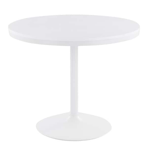 Dakota 36 in. Round White Wood and White Metal Dining Table (Seats 4)