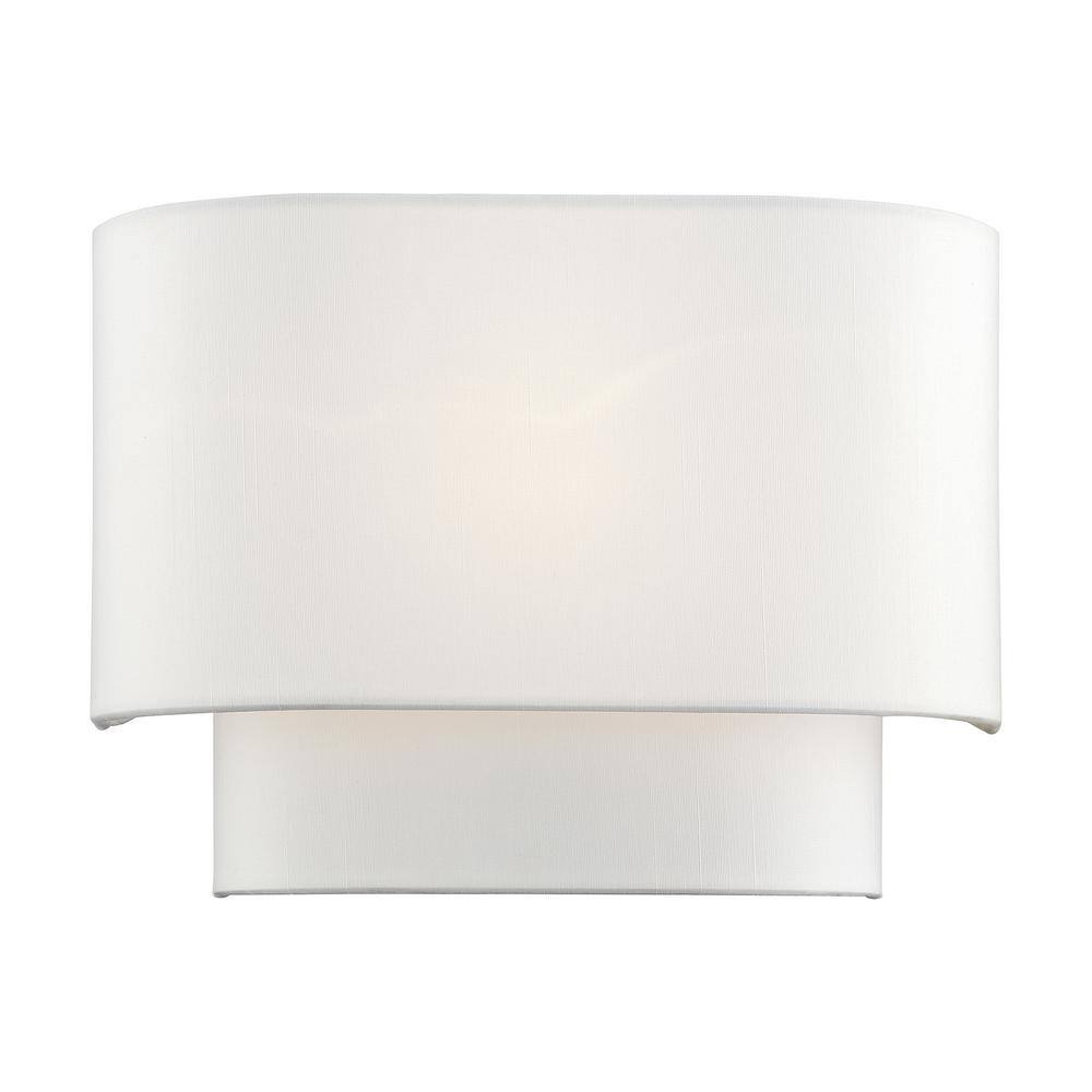 Manorwood 11 in. 1-Light White ADA Wall Sconce with Off-White Fabric Shade price history on PriceWatchPro
