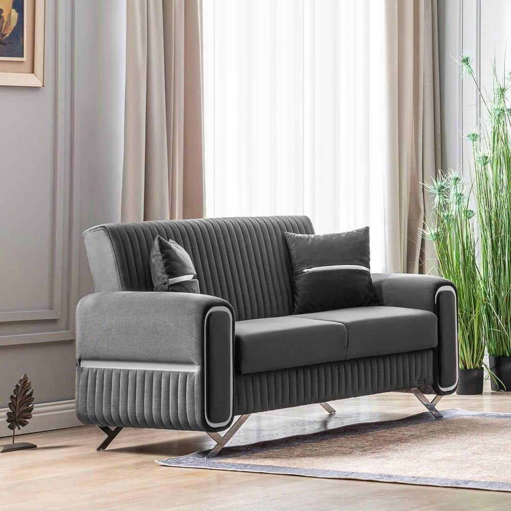 Escalade Collection Convertible 66.9 in. Gray Microfiber 2-Seat Loveseat with Storage price history on PriceWatchPro