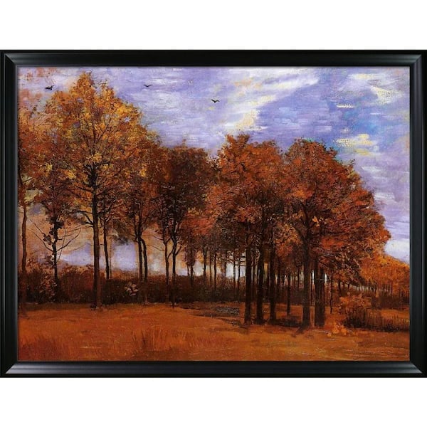 LA PASTICHE Autumn Landscape, 1885 by Vincent Van Gogh Black Matte Framed Nature Oil Painting Art Print 41 in. x 53 in.