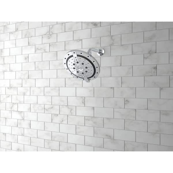 Recharge 6-Spray 9.1 in. Single Wall Mount Fixed Shower Head in Polished Chrome Recharge 6-Spray 9.1 in. Single Wall Mount Fixed Shower Head in Polished Chrome