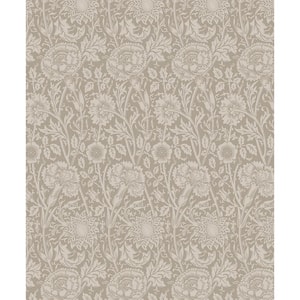 Taupe Tonal Floral Trail Unpasted Nonwoven Paper Wallpaper Roll 57.5 sq. ft.