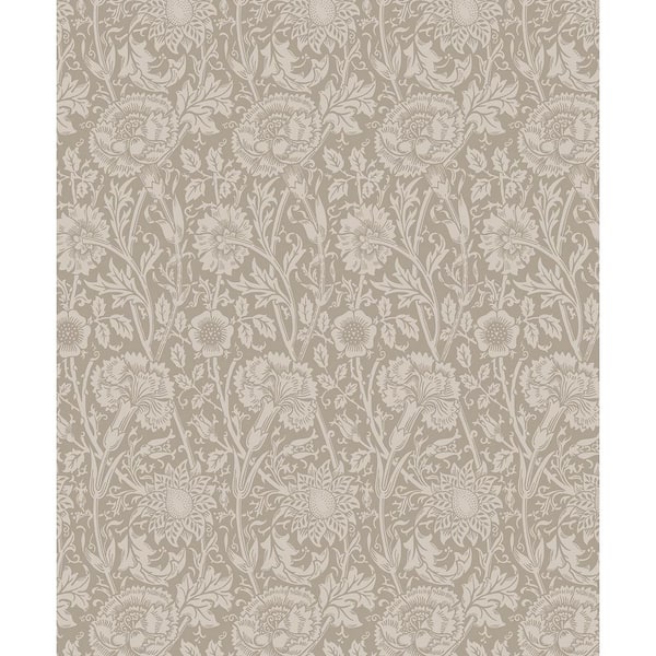 Taupe Tonal Floral Trail Unpasted Nonwoven Paper Wallpaper Roll 57.5 sq. ft.