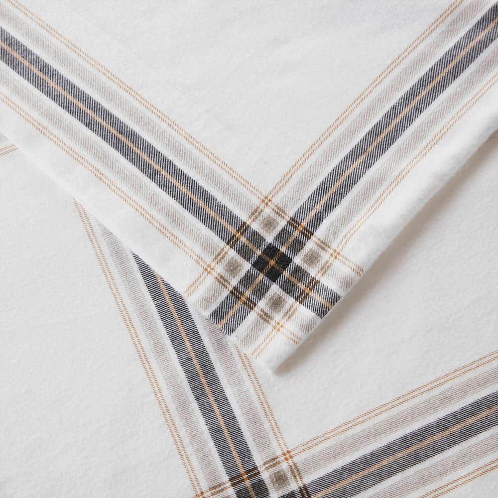 Full Blue Plaid Cotton Flannel Bedding Set