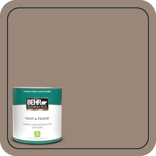 BEHR PREMIUM PLUS 1 qt. #PPU5-06A Light Truffle Semi-Gloss Enamel Low Odor Interior Paint & Primer