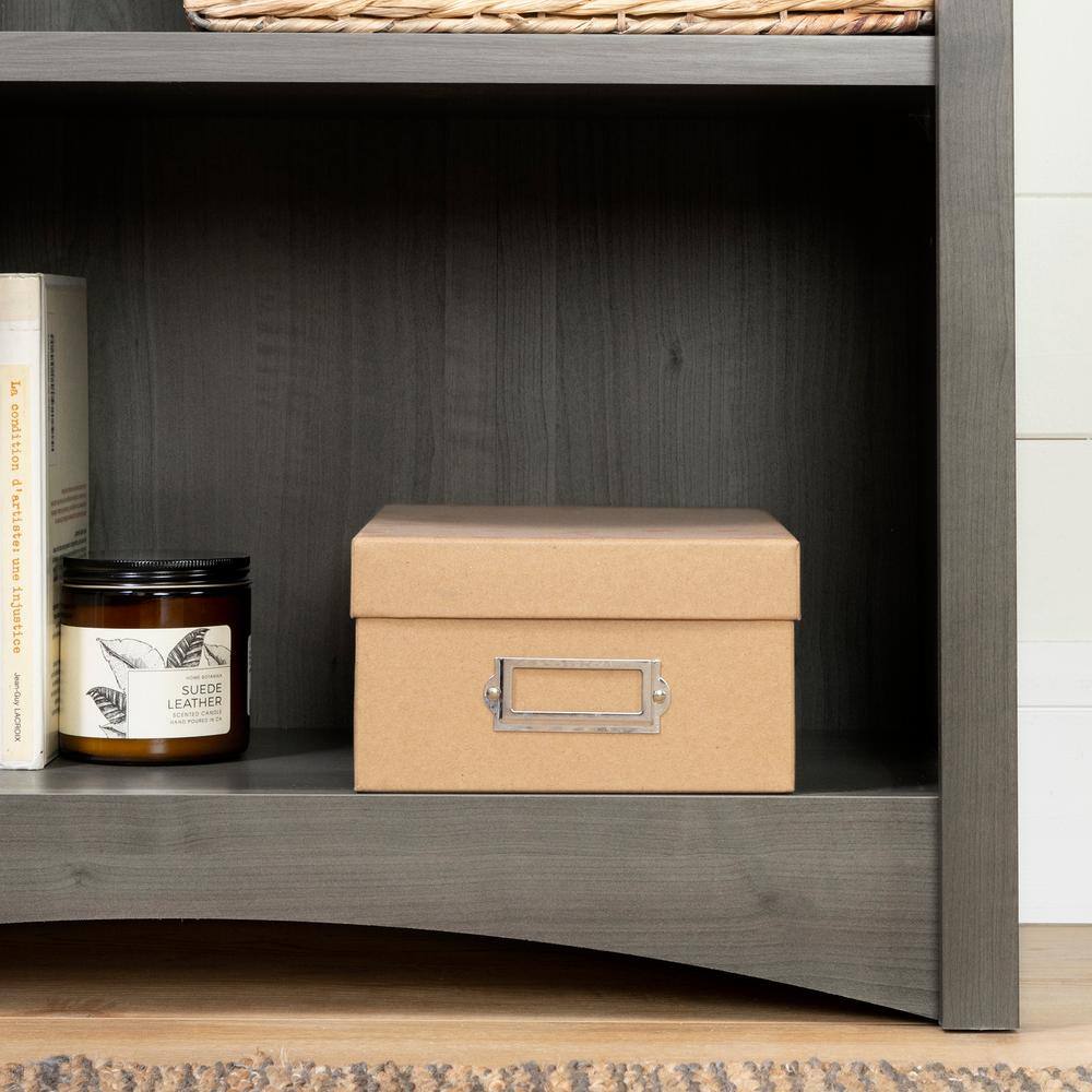 Adjustable Gray Maple Wood 4-Shelf Bookcase