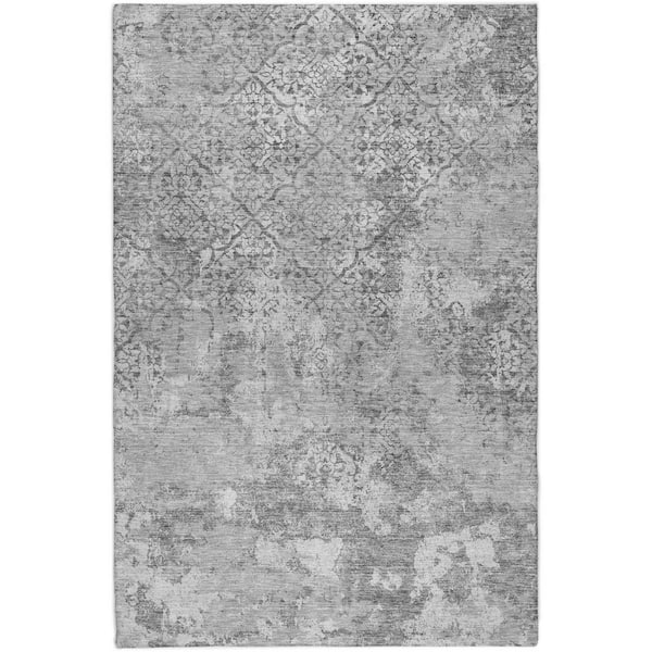 Dream Shag Premium Machine Washable Abstract ADS769 Gray 9 ft. x 12 ft. Area Rug
