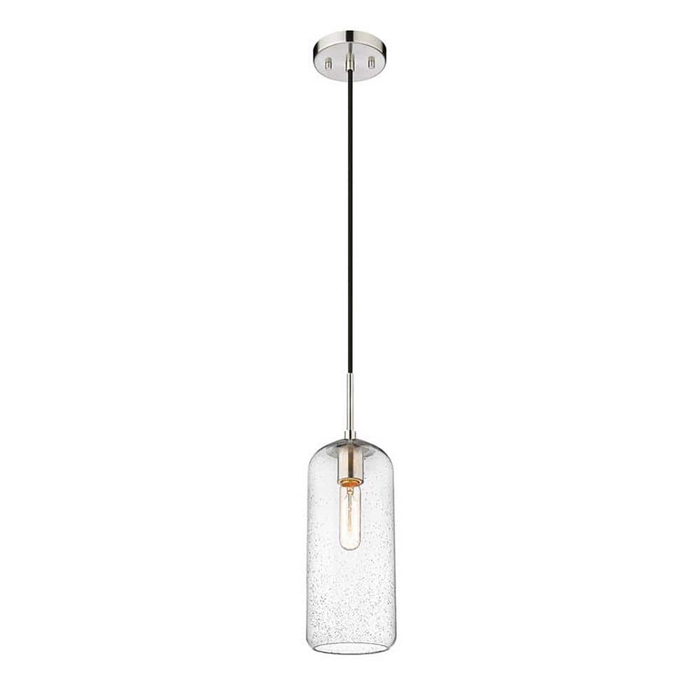 Monty 1Light Brushed Nickel Globe Pendant Light with Seedy Glass Shade