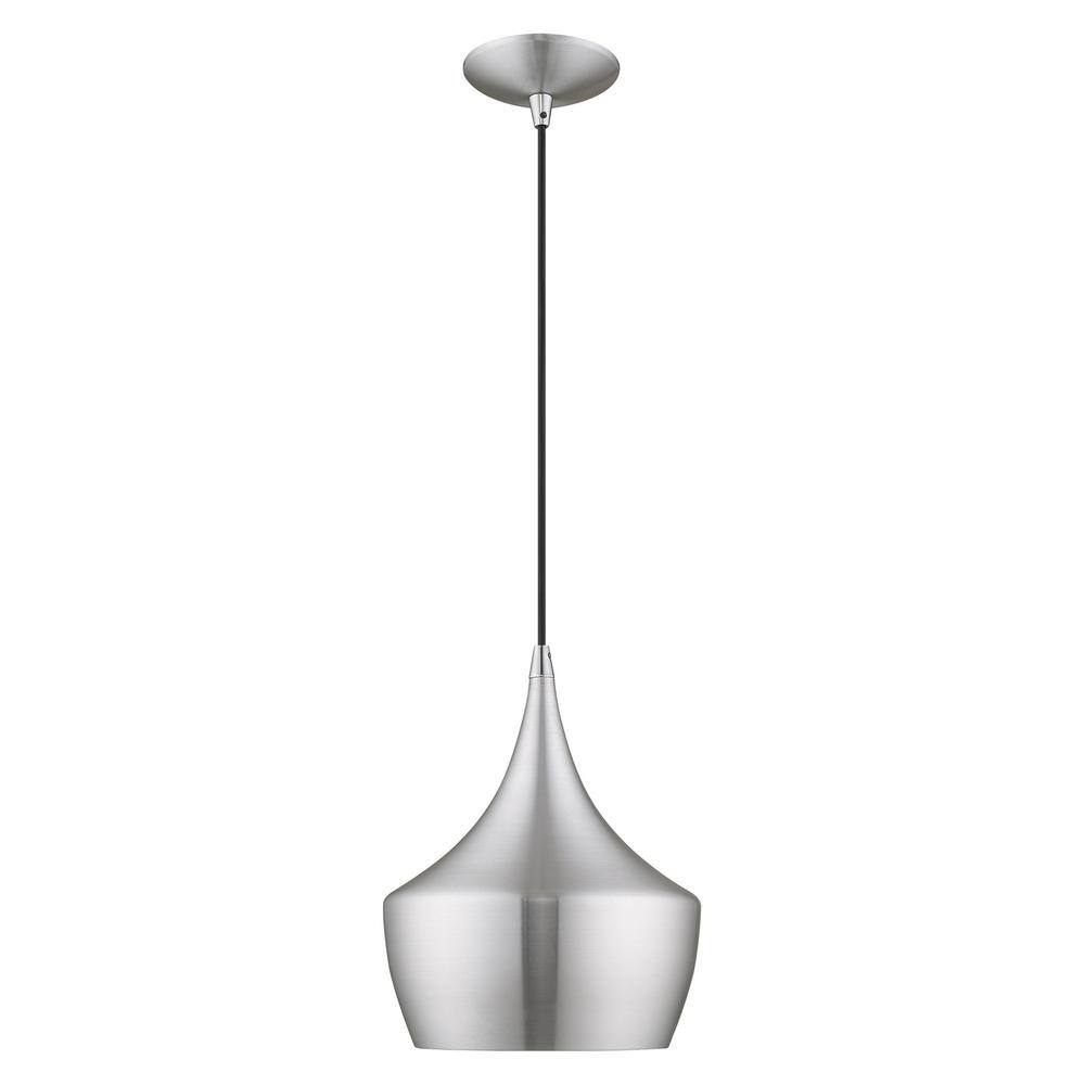 Mini Brushed Aluminum 1-Light Pendant for Indoor/Outdoor