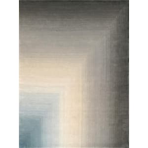 Rodeo Grey 9 ft. x 12 ft. Rectangular Solid Silk and Wool Area Rug