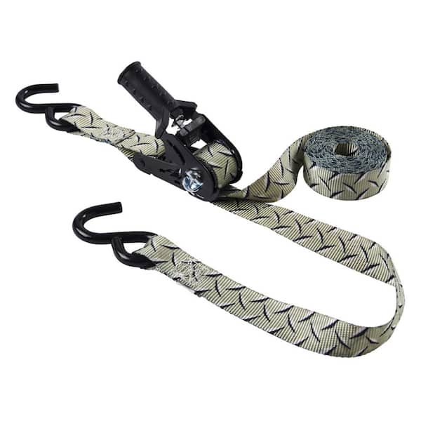 Keeper 1 in. x 12 ft. 500 lbs. Diamond Plate Ratchet Tie Down Strap