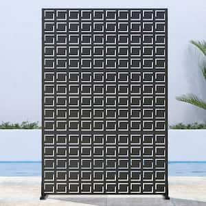 72 in. x 47 in. Outdoor Metal Privacy Screen Garden Fence Rectangular Pattern Wall Applique in Black