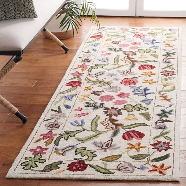 Chelsea 2 ft. x 15 ft. Ivory/Green Oversized Floral Runner Rug