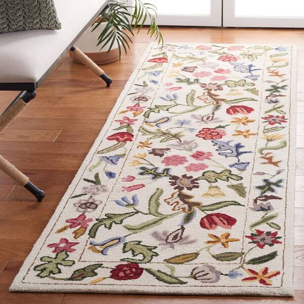 Chelsea 3 ft. x 8 ft. Ivory/Green Oversized Floral Runner Rug