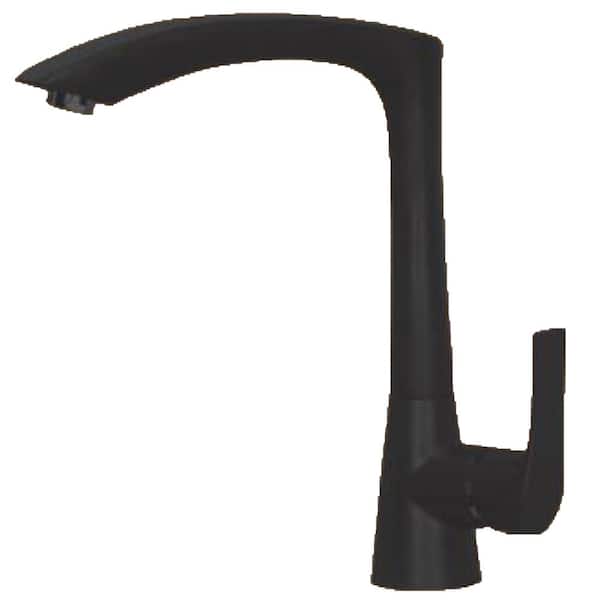 Unbranded Single Handle Deck Mounted Standard Kitchen Faucet with Deckplate Included in Black
