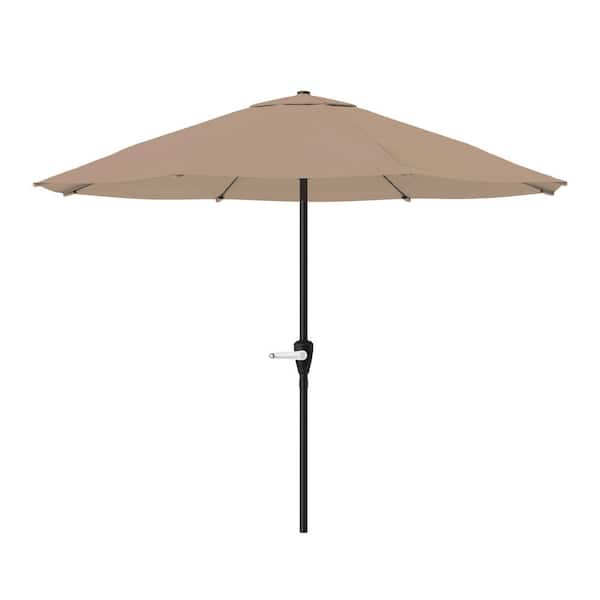 Pure Garden 9 ft. Aluminum Outdoor Market Patio Umbrella with Hand Crank Lift in Sand
