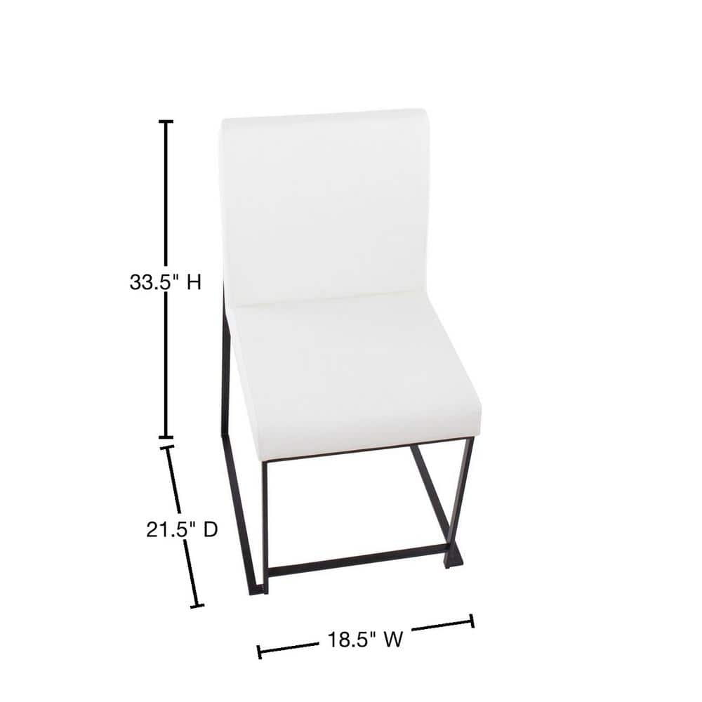 Fuji High Back Contemporary White Faux Leather Side Chair with Black Steel Frame