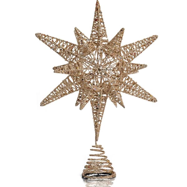 White Star Christmas Tree Topper Decoration White Metal Star 12