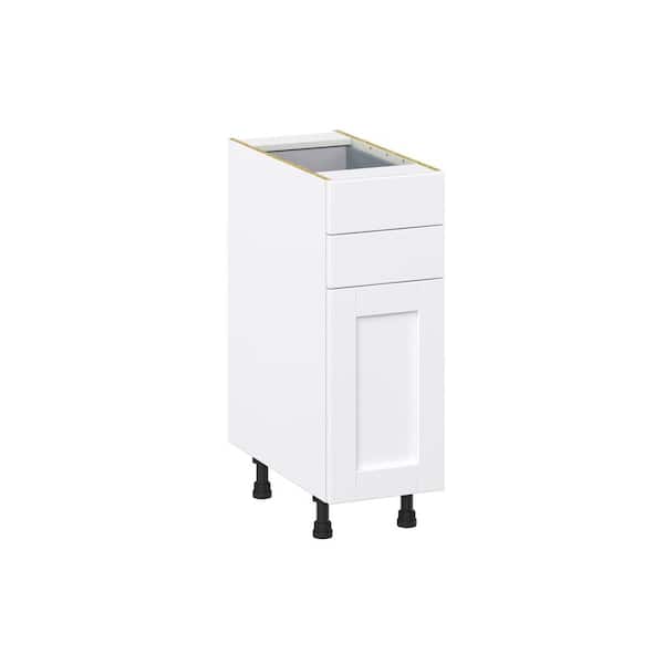 J COLLECTION Mancos Bright White Shaker Assembled Base Kitchen Cabinet with Two 5 in. Drawers (12 in. W X 34.5 in. H X 24 in. D)