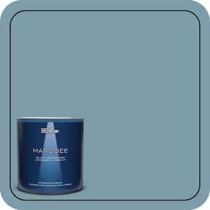 1 qt. #S470-4 Dolphin Blue One-Coat Hide Satin Enamel Interior Paint & Primer