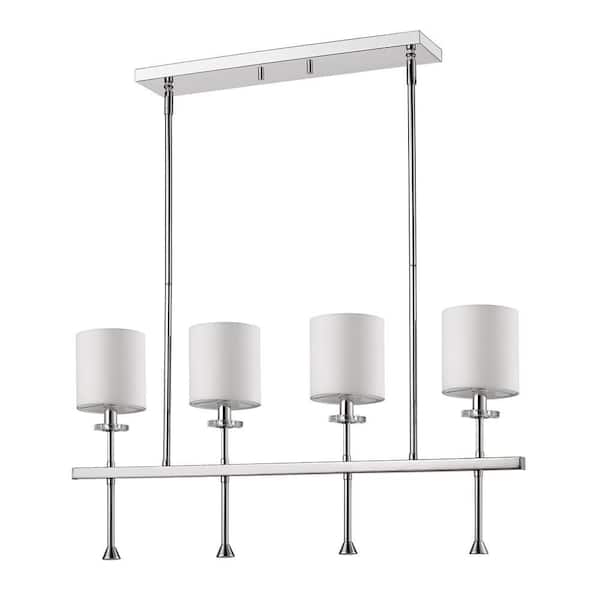 60-Watt 4-Light Nickel Pendant Light with Metal, No Bulbs Included