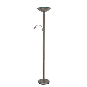 Saturn II 71 in. Brushed Steel Floor LED Torchiere Lamp with Dimmer