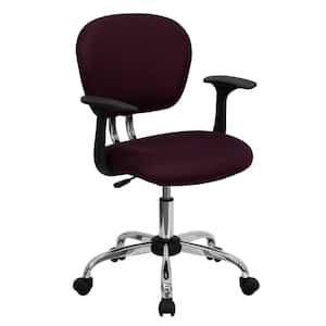 Mid-Back Burgundy Mesh Swivel Task Chair with Chrome Base and Arms