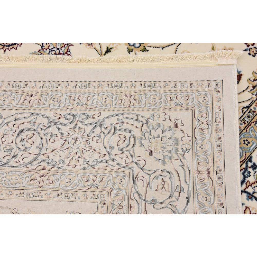 Ivory Floral Motif Synthetic 8' x 10' Area Rug