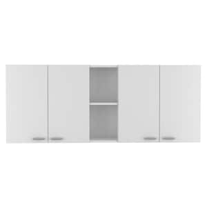 59 in. W x 12.4 in. D x 23.6 in. H White Ready to Assemble Wall Mounted Upper Base Kitchen Cabinet w/ 2-Doors, Shelves