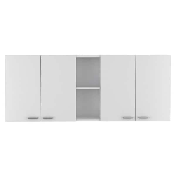 59 in. W x 12.4 in. D x 23.6 in. H White Ready to Assemble Wall Mounted Upper Base Kitchen Cabinet w/ 2-Doors, Shelves