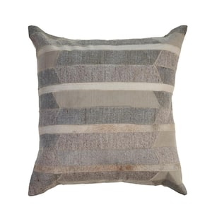 Wayne Gray/Tan Modern Striped 20 in. x 20 in. Indoor Throw Pillow