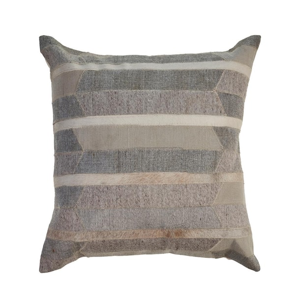 Unbranded Wayne Gray/Tan Modern Striped 20 in. x 20 in. Indoor Throw Pillow