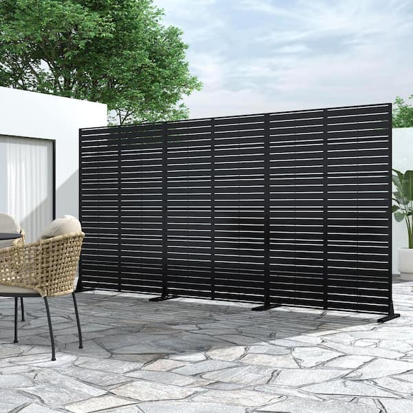 1-Piece 72 in. x 47 in. Rectangle Black Metal Privacy Screen Outdoor Decorative Art Panel