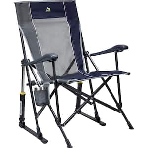 Blue Steel Outdoor Folding Rocker Camping Chair