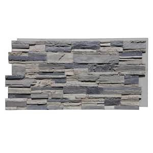 Earth Valley Faux Stone 48-3/4 in. x 24-3/4 in. Gray Fox Class A Fire Rated Urethane Interlocking Panel