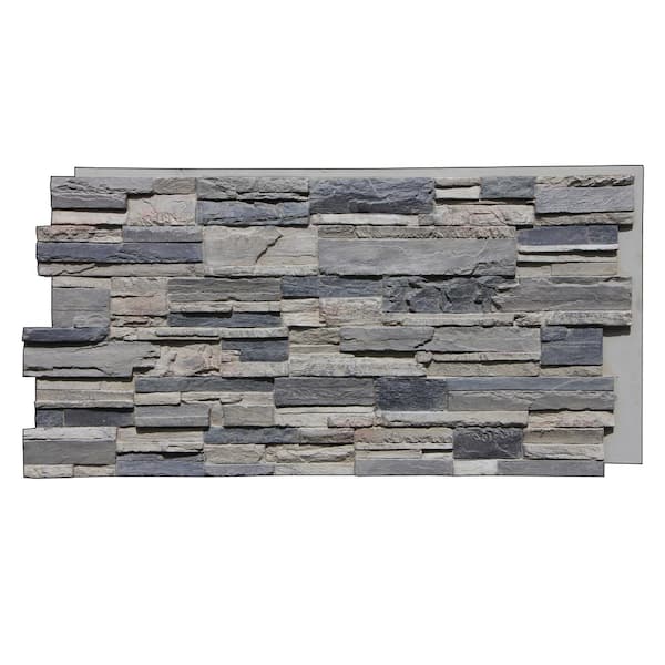 TRITAN BP Earth Valley Faux Stone 48-3/4 in. x 24-3/4 in. Gray Fox Class A Fire Rated Urethane Interlocking Panel