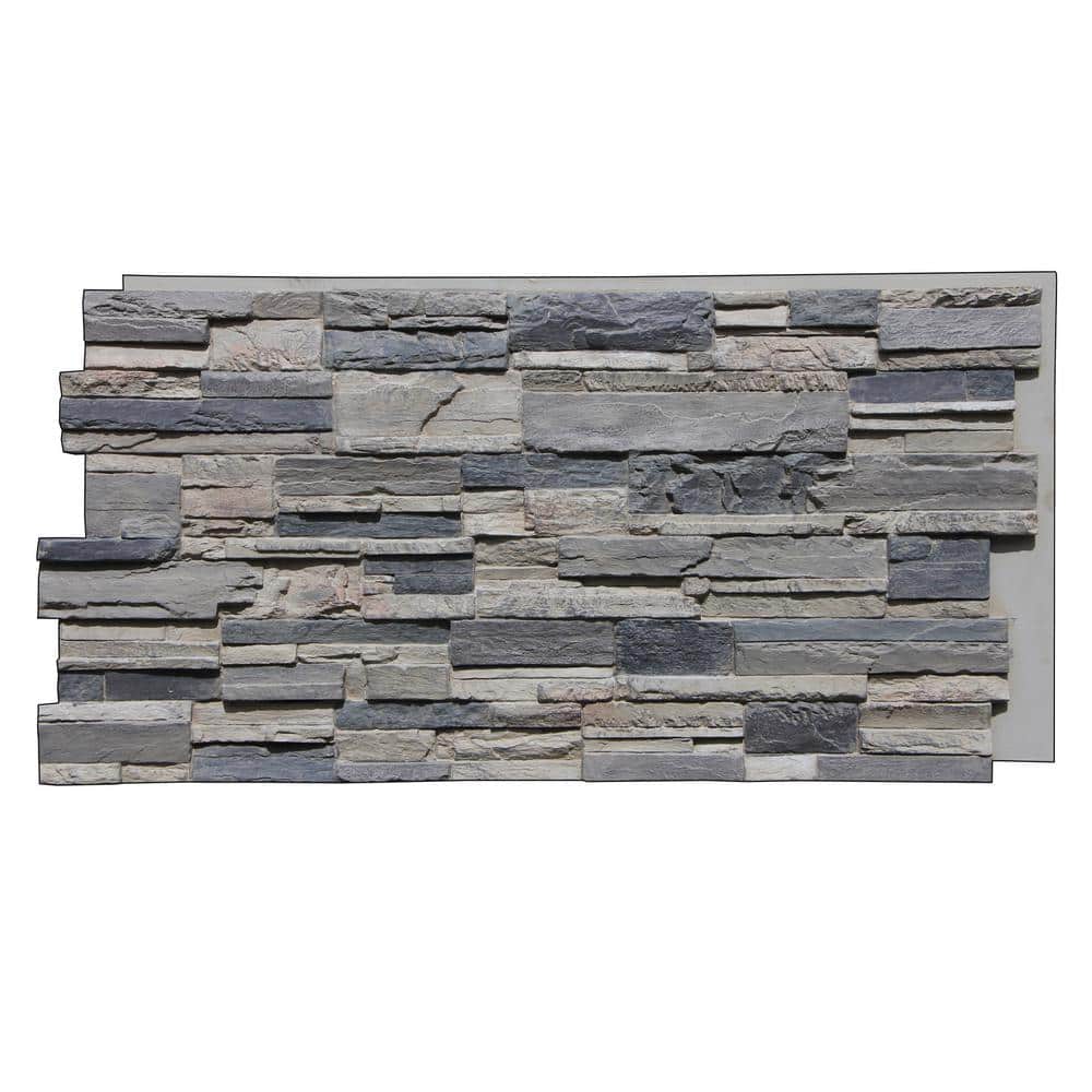 TRITAN BP Earth Valley Faux Stone 48-3/4 in. x 24-3/4 in. Gray Fox