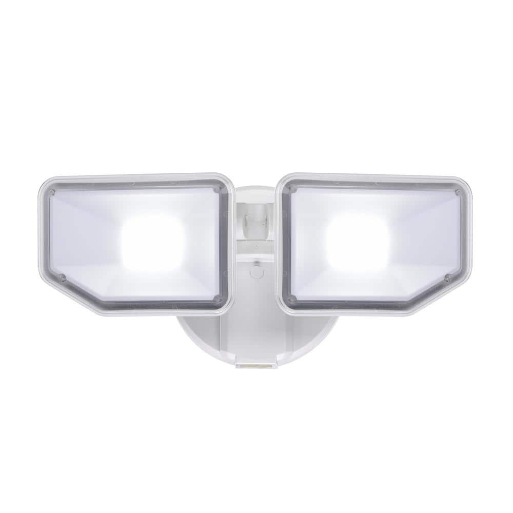 AWSENS 130-Watt Equivalence White Outdoor 2-Light Integrated LED Wall or Eave Mount Flood Light