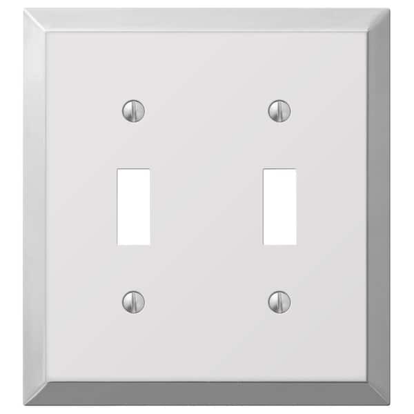 Hampton Bay 2 Gang Toggle Steel Wall Plate Metallic - Polished Chrome
